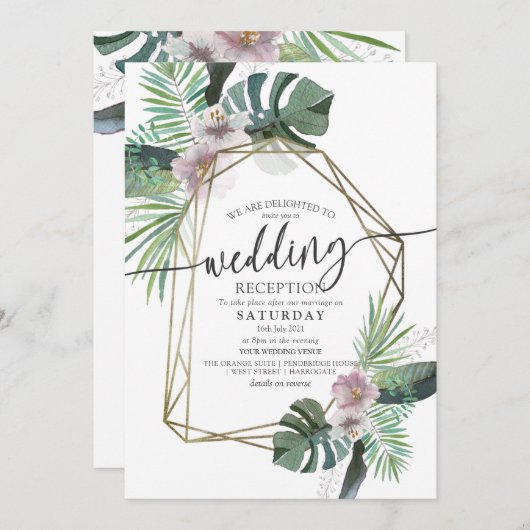 Invitation Mariage d'été à thème tropical (Devant / Derrière)