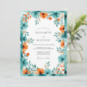 Invitation Mariage d'été abondant sarcelle orange (Debout devant)
