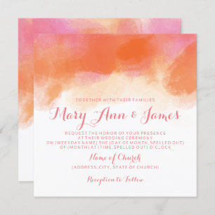 Invitation Mariage d'été Aquarelle de corail rose pâle