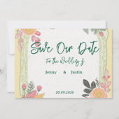 Invitation Mariage d'été au citron floral (Devant)