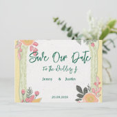 Invitation Mariage d'été au citron floral (Debout devant)