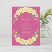 Invitation Mariage d'été au citron vert magenta (Debout devant)