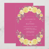 Invitation Mariage d'été au citron vert magenta (Devant / Derrière)