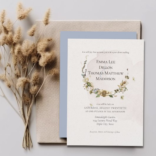 Invitation Mariage d'été aux fleurs séchées