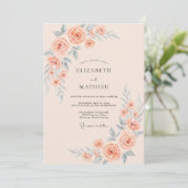 Invitation Mariage d'été aux tons feutrés de pêche (Debout devant)