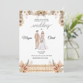 Invitation Mariage d'été avec des fleurs élégantes (Debout devant)