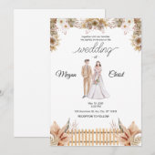 Invitation Mariage d'été avec des fleurs élégantes (Devant / Derrière)