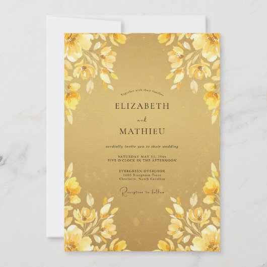 Invitation Mariage d'été baigné de soleil doré (Devant)