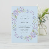 Invitation Mariage d'été bleu barbeau peint (Debout devant)