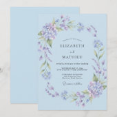 Invitation Mariage d'été bleu barbeau peint (Devant / Derrière)