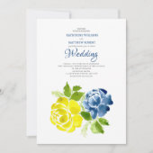 Invitation Mariage d'été bleu bleu jaune (Devant)