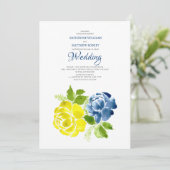Invitation Mariage d'été bleu bleu jaune (Debout devant)