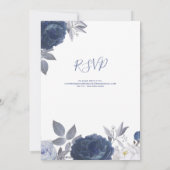 Invitation Mariage d'été Bleu brillant Floral avec RSVP (Dos)