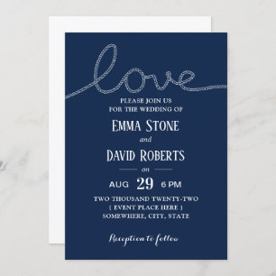 Invitation Mariage d'été bleu marine