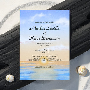 Invitation Mariage d'été Blue Ocean Beach Sunset