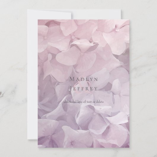 Invitation Mariage d'été Blush Pink violet Hydrangea (Dos)