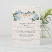 Invitation Mariage d'été BOHO Shiplap Bois de bord Hydrangea (Debout devant)