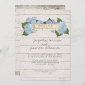 Invitation Mariage d'été BOHO Shiplap Bois de bord Hydrangea (Devant / Derrière)