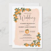 Invitation Mariage d'été Botanical Citrus Orange Green (Devant)