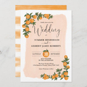 Invitation Mariage d'été Botanical Citrus Orange Green