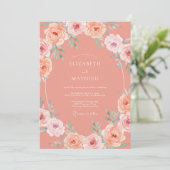 Invitation Mariage d'été botanique aux tons de pêche (Debout devant)