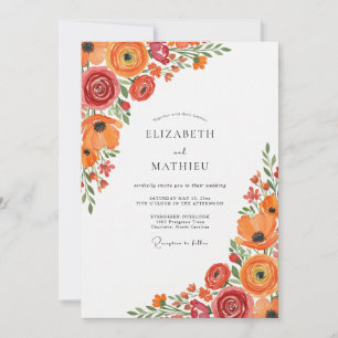 Invitation Mariage d'été brillant mandarine