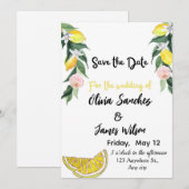 Invitation Mariage d'été Chic Citron (Devant / Derrière)