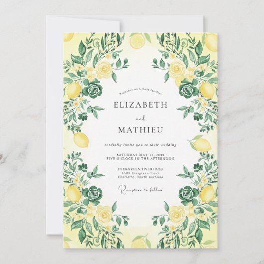 Invitation Mariage d'été Citrus Jaune Vivid (Devant)