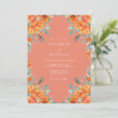 Invitation Mariage d'été corail exubérant (Debout devant)