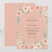 Invitation Mariage d'été corail serein (Devant / Derrière)