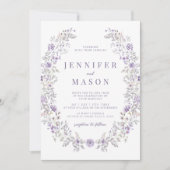 Invitation Mariage d'été de couronnes florales délicates viol (Devant)