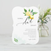 Invitation Mariage d'été de fleurs de citron d'aquarelle (Debout devant)