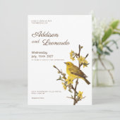 Invitation Mariage d'été de la fleur de pomme d'oiseau jaune (Debout devant)