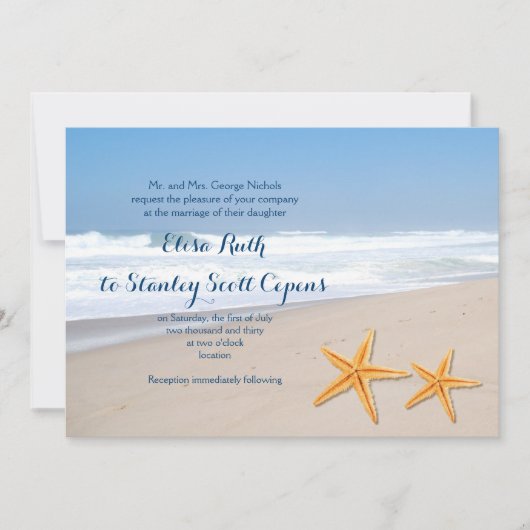 Invitation Mariage d'été de la paire de Starfish (Devant)