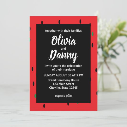 Invitation Mariage d'été de la pastèque rouge (Debout devant)