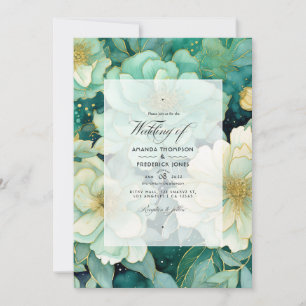 Invitation Mariage D'Été De Monnaie, Chasseur Vert Et Or Flor