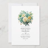 Invitation Mariage D'Été De Monnaie, Chasseur Vert Et Or Flor (Devant)