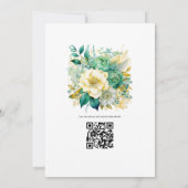 Invitation Mariage D'Été De Monnaie, Chasseur Vert Et Or Flor (Dos)