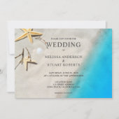 Invitation Mariage d'été de plage de sable d'étoile de mer tr (Devant)