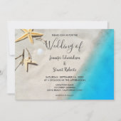 Invitation Mariage d'été de plage de sable d'étoile de mer tr (Devant)