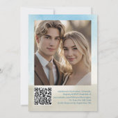 Invitation Mariage d'été de plage Modèle QR Code sur le dos (Dos)