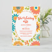 Invitation Mariage d'été de typographie rétro au soleil (Debout devant)