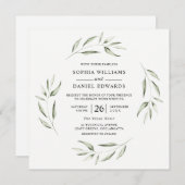 Invitation Mariage d'été de verdure de la feuille verte (Devant / Derrière)