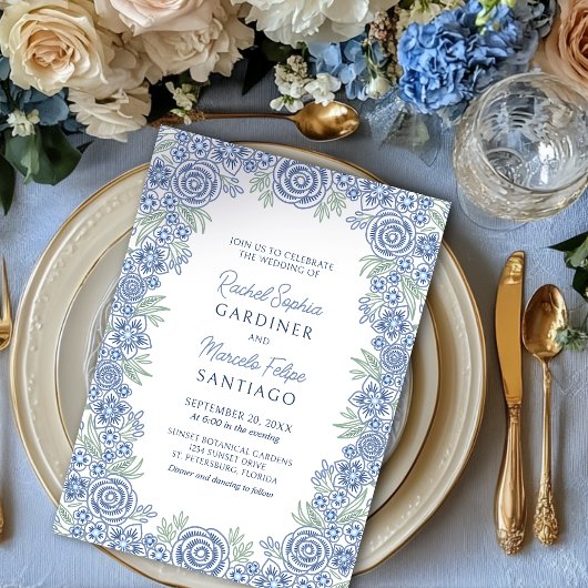 Invitation Mariage d'été Dusty Blue Garden
