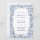 Invitation Mariage d'été Dusty Blue Garden (Devant)