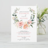 Invitation Mariage d'été Dusty Rose Floral Wreath (Debout devant)
