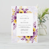 Invitation Mariage d'été effervescent jaune prune (Debout devant)