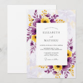 Invitation Mariage d'été effervescent jaune prune (Devant / Derrière)