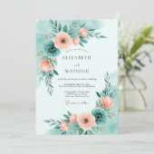 Invitation Mariage d'été ensoleillé vert menthe (Debout devant)