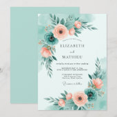 Invitation Mariage d'été ensoleillé vert menthe (Devant / Derrière)